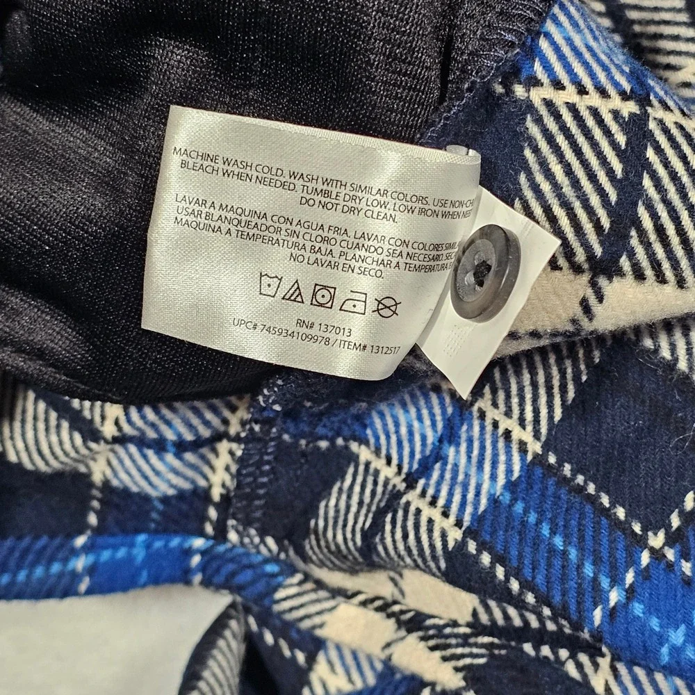Orvis Flannel Shacket Shirt Mens L Blue Plaid Pocket Rugged Cabin Lumber